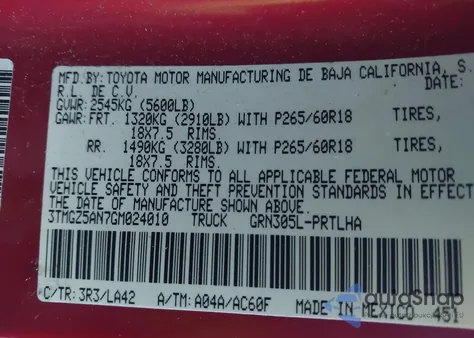 2016 Toyota Tacoma Limited z USA, uszkodzony, nr VIN 3TMGZ5AN7GM024010